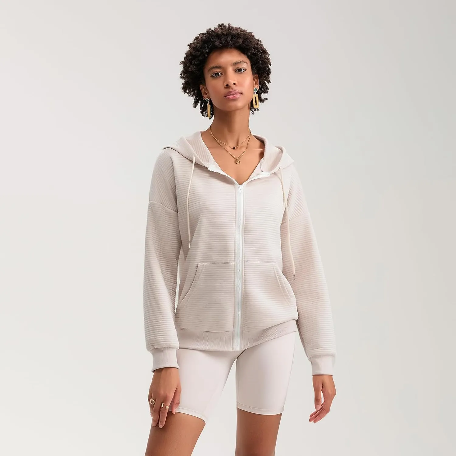 Yuemengxuan Womens Zip Up Hoodies Long Sleeve Oversized Sweatshirts Casual Jackets Sweater Spring Outfits 2025 Fashion