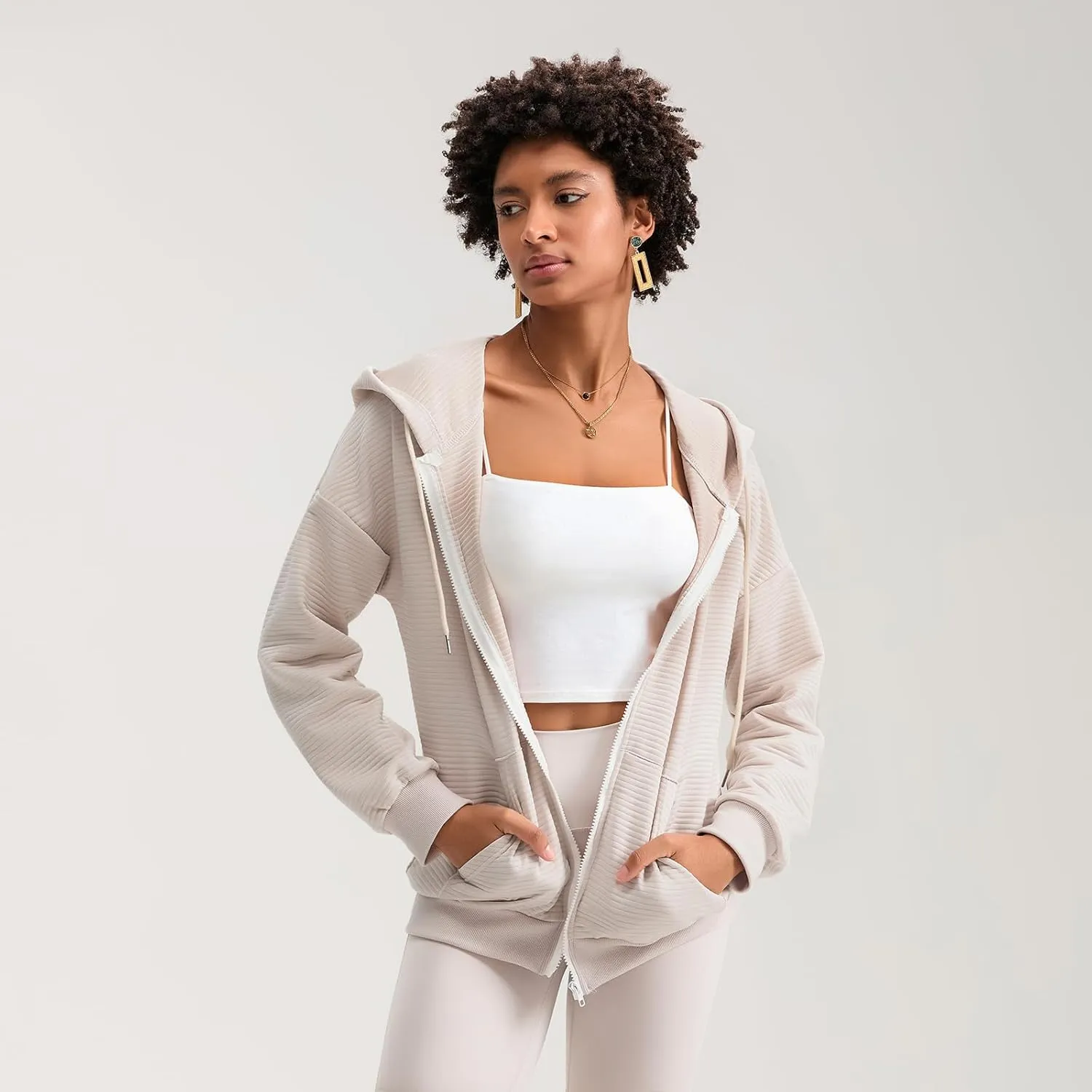 Yuemengxuan Womens Zip Up Hoodies Long Sleeve Oversized Sweatshirts Casual Jackets Sweater Spring Outfits 2025 Fashion