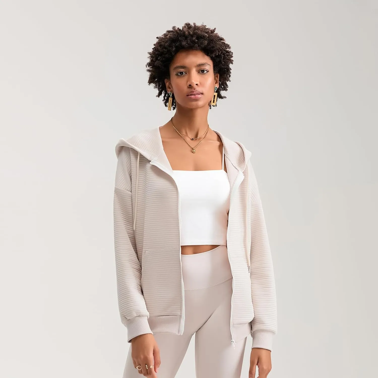 Yuemengxuan Womens Zip Up Hoodies Long Sleeve Oversized Sweatshirts Casual Jackets Sweater Spring Outfits 2025 Fashion